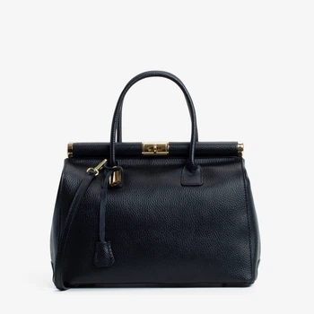 Сумка жіноча шкіряна саквояж середня Regina Notte Travel bag 3201 Чорний