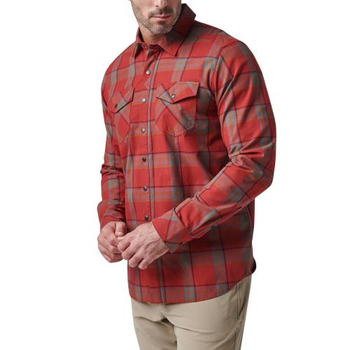 Сорочка 5.11 Tactical Gunner Plaid Long Sleeve Shirt 5.11 Tactical Red Bourbon Plaid, XL (Красный бурбон) Тактическая