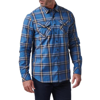 Сорочка 5.11 Tactical Gunner Plaid Long Sleeve Shirt 5.11 Tactical Cobalt Blue Plaid L (Кобальтово-синий) Тактическая