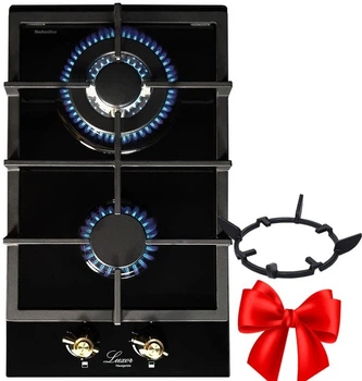 Варочная поверхность газовая Luxor PGM BK 320 Rustik Turbo + подставка Wok в подарок черный