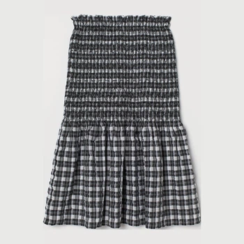 Спідниця міді літня жіноча H&M 0922119 XS Чорна з білим (7000000000883)
