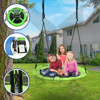 Садовая подвесная качеля ECOTOYS гнездо аиста 100 см Зеленая