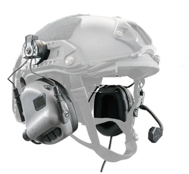 Активні навушники Earmor М32Н із кріпленням та гарнітурою під шолом Сірий (Kali)