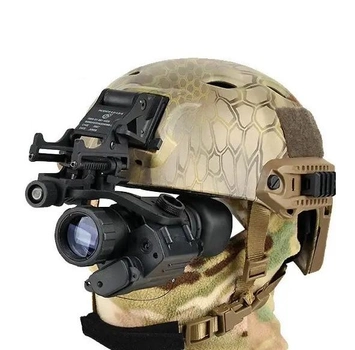 Прибор ночного видения Night Vision PVS-14 4х монокуляр PVS 14 широкоугольный объектив 28 мм 200м диаметр 14 мм с креплениями на каску шлем (Kali)