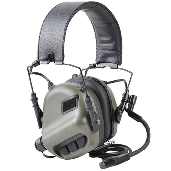 Активні навушники Earmor М32 + кріплення чебурашка OPS Core Оливковий (Kali)