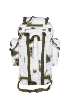 Зимний походной туристический рюкзак двулямочный полевой 65 л маскировочный водонепроницаемый с фиксирующими ремнями и лямками белая клякса (Kali)