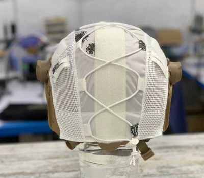 Защитный чехол для каски Клякса белый кавер на баллистический шлем типу Fast маскировочный с велкро панелями и вырезами для аксессуаров из Rip -Stop