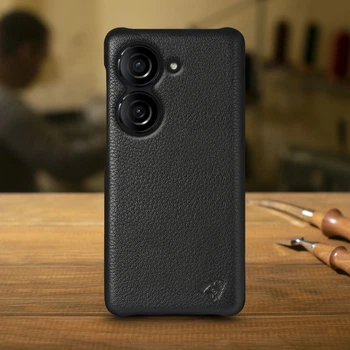 Кожаная накладка Stenk Cover для ASUS Zenfone 10 5G Чёрная (74676)