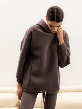 Худи женское зимнее теплое оверсайз с капюшоном на флисе Seventeen L-XL Сливовое 2093.5436
