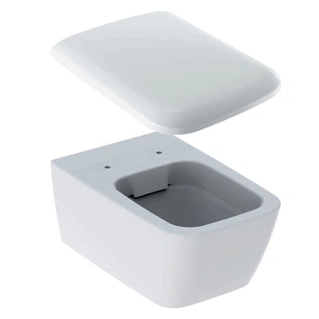 Унитаз подвесной воронкообразный Geberit iCon Square Rimfree с крышкой, белый (201950000/571910000)