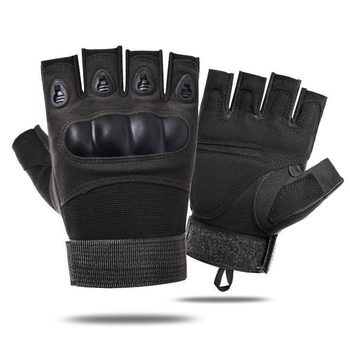 Тактические перчатки с открытыми пальцами с защитой костяшек XL Черные