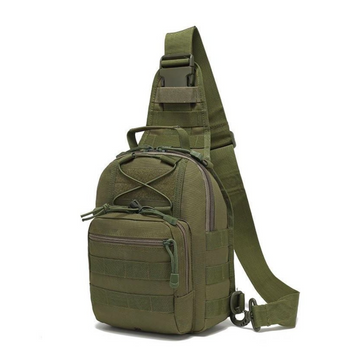 Сумка-рюкзак тактическая армейская через плечо 6л 28х20х14 см Зеленая