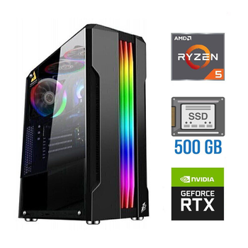 Игровой ПК Tower / AMD Ryzen 5 5500 (6(12) ядер по 3.6-4.2 GHz) / 32GB DDR4 / 1000 GB SSD / nVidia GeForce RTX 4060, 8 GB GDDR6, 128-bit