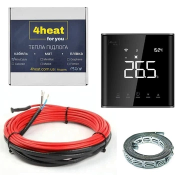Комплект теплый пол 0,4-0,6 м2 | CableKit Sensor-75 Вт | Нагревательный кабель + терморегулятор 4HEAT