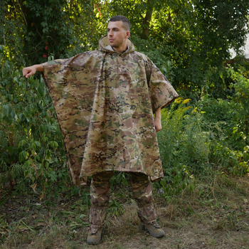 Пончо-дощовик із запаяними швами Kiborg Waterproof Multicam