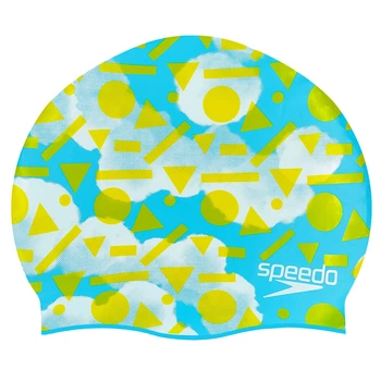 Шапочка для плавания детская силиконовая Speedo Slogan Print Action 808386 Blue-Yellow