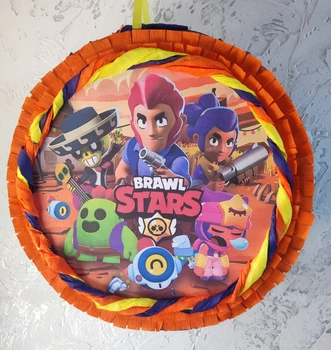 Пиньята Сказочный мир Brawl StarsБравл Старс оранжевая 35*35*12 +біта в подарунок