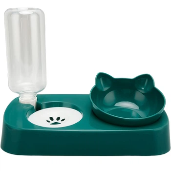 Миска для котов Taotaopets 119906 Forest Green 22*28,2*14,5 см двойная с поилкой