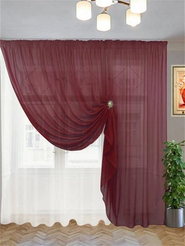 Тюль вуаль двойной Jolie maison Шифон 150х280см Бордо