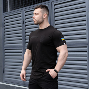 Мужская тактическая футболка черная под шевроны армейская 3XL