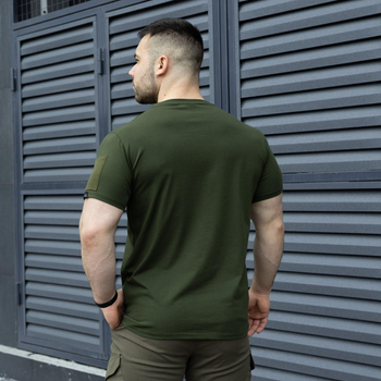 Чоловіча тактична футболка хакі під шеврони армійська 3XL