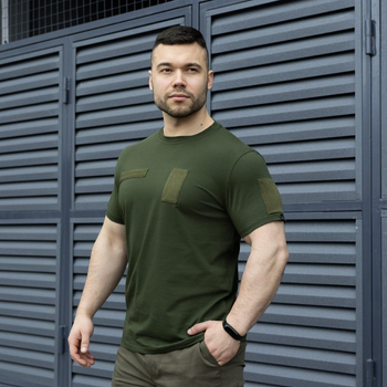 Чоловіча тактична футболка хакі під шеврони армійська XL