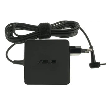 Блок живлення (зарядний адаптер) для ноутбука ASUS: 19V, 3.42A, 65W, штекер 3.0×1.1 мм, квадратний корпус, чорний (адаптер + перехідник)