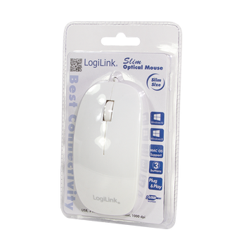 Mysz LogiLink ID0062 Optyczna USB White (4052792007015)