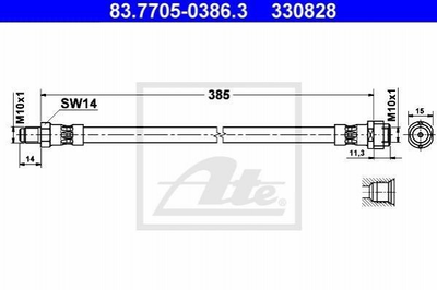 Гальмівний шланг ATE 83770503863 Mercedes E-Class, C-Class 2044280135, 2044280435, 2024280735