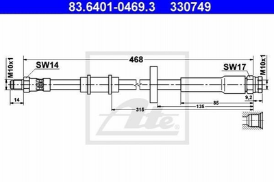 Гальмівний шланг ATE 83640104693 Citroen Jumper; Peugeot Boxer; Fiat Ducato 46786431, 4806C3, 4806F3