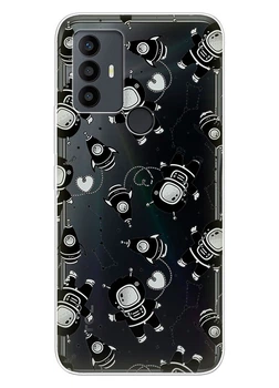 Прозрачный силиконовый чехол iSwag для TCL 30 SE / TCL 30E / TCL 306 / TCL 305 с рисунком - Космонавты (ISTCL30SE19)