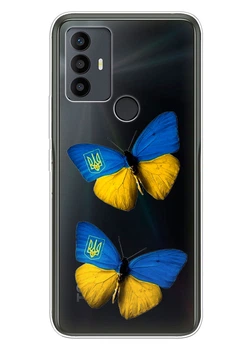 TCL 30 SE / TCL 30E / TCL 306 / TCL 305 прозрачный силиконовый чехол iSwag с украинским дизайном - Бабочки (ISTCL30SE87)