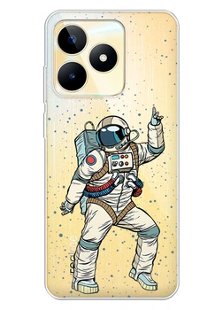 Прозорий силіконовий чохол iSwag для Realme Narzo N53 з малюнком - Веселий космонавт (ISRNN5354)