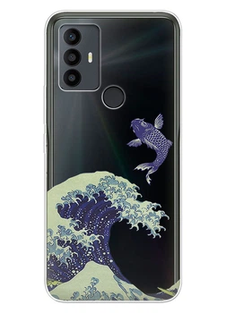 Прозрачный силиконовый чехол iSwag для TCL 30 SE / TCL 30E / TCL 306 / TCL 305 с рисунком - Большая волна в Канагаве (ISTCL30SE75)