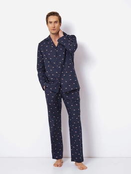 Піжама (сорочка + штани) чоловіча бавовняна Aruelle Benjamin pajama long M Темно-синя (5905616145129)