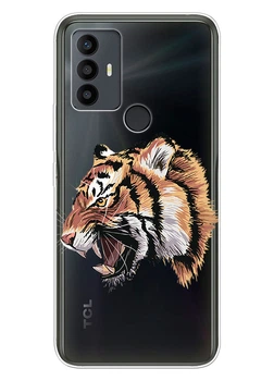 Прозрачный силиконовый чехол iSwag для TCL 30 SE / TCL 30E / TCL 306 / TCL 305 с рисунком - Тигр (ISTCL30SE65)