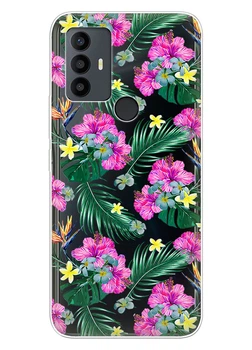 Прозрачный силиконовый чехол iSwag для TCL 30 SE / TCL 30E / TCL 306 / TCL 305 с рисунком - Тропические цветы (ISTCL30SE4)