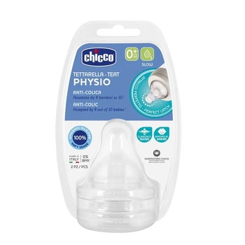 Соска силіконова Chicco Perfect 5 Physio, повільний потік, 0м+, 2 шт. 20311.00