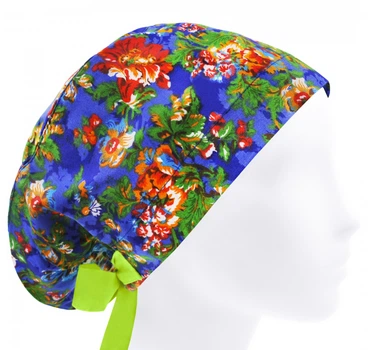 Медицинская шапочка женская HeadwearUniverse универсальная принт Красные цветы