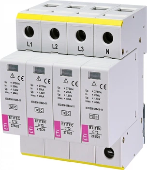 Обмежувач перенапруги 4Р 40кА 275В [2440395] ETITEC C T2 ETI