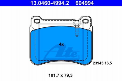 Тормозные колодки ATE 13046049942 Mercedes C-Class 0044205120, A0044205120