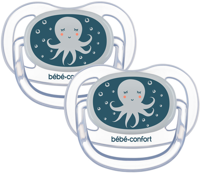 Пустушка силіконова Bebe Confort Physio Air Dummy Phospho 0-6 місяців 2 шт. Bblue Octopus (3104201940)