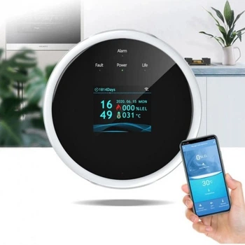 Умный датчик утечки газа и пожарной безопасности с сиреной WiFi Tuya Smart life - 901863
