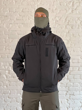 Куртка военная флисовая SoftShell осень/зима Черная S