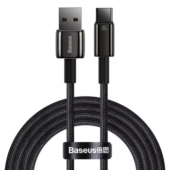 Кабель быстрой зарядки «USB to Type-C» Baseus Tungsten Gold 100W High Power 2m, чёрный