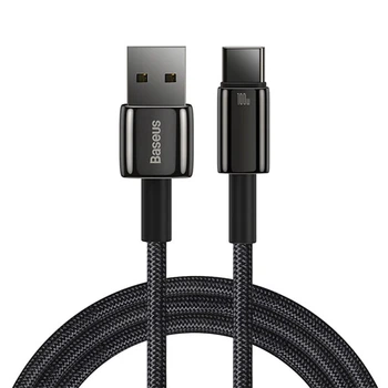 Кабель быстрой зарядки USB to Type-C Baseus Tungsten Gold 100W High Power 1m, чёрный