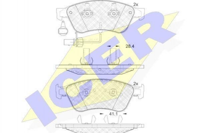 Тормозные колодки ICER 181725 Audi A8, A6, Allroad; Volkswagen Phaeton 4E0698151, 4E0698151A, 4E0698151B