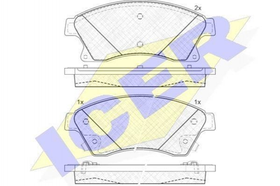 Тормозные колодки ICER 181942-202 Opel Astra; Chevrolet Cruze, Aveo 13301207, 13356286, 13374966