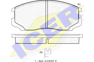 Тормозные колодки ICER 181129 Mitsubishi Colt, Lancer, Galant; Daihatsu Terios; Toyota Camry 04465B4010, 04465B4030, 04465B4040