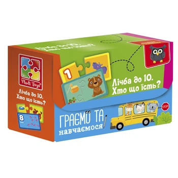 Обучающая игра-пазл "Считаем до 10. Кто что ест" Vladi Toys VT5003-01 найди пару